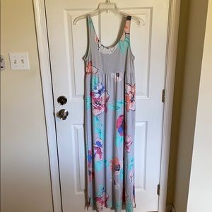 Grey Floral Maxi Dress